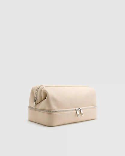 Italian Leather Dual Compartment Toiletry Bag