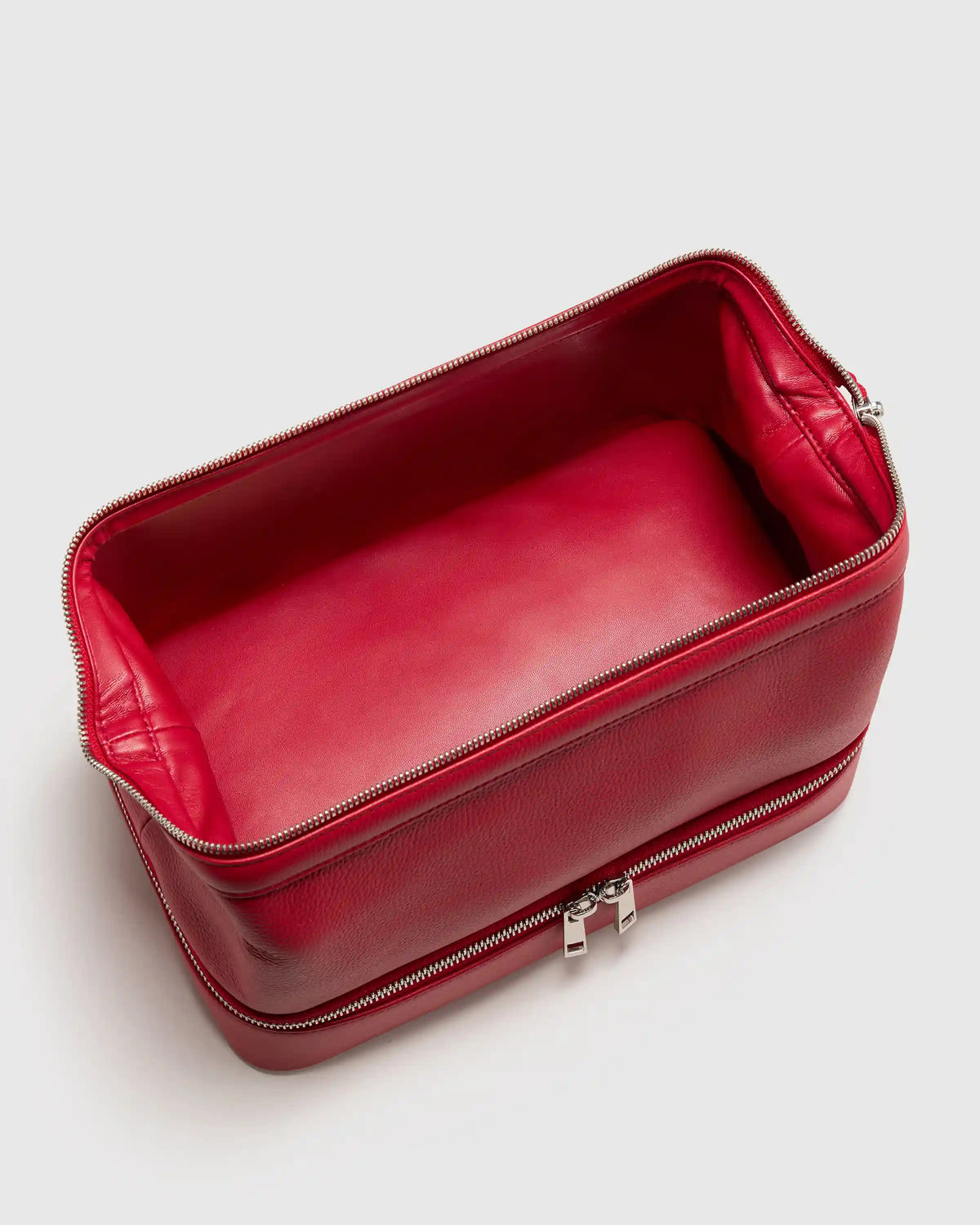 Italian Leather Dual Compartment Toiletry Bag