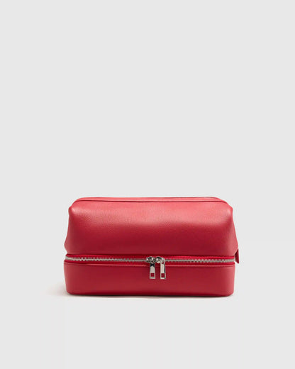 Italian Leather Dual Compartment Toiletry Bag