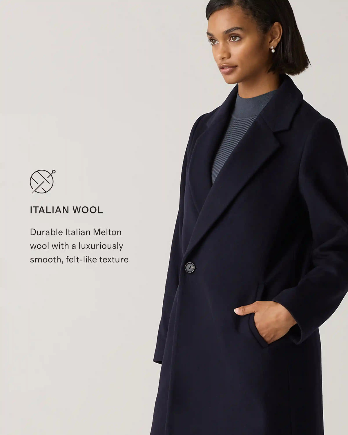 Italian Wool Classic Single-Breasted Coat