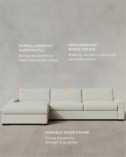 Stillman Chaise Sectional in Performance Basketweave