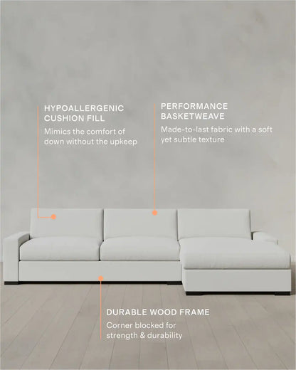 Stillman Chaise Sectional in Performance Basketweave
