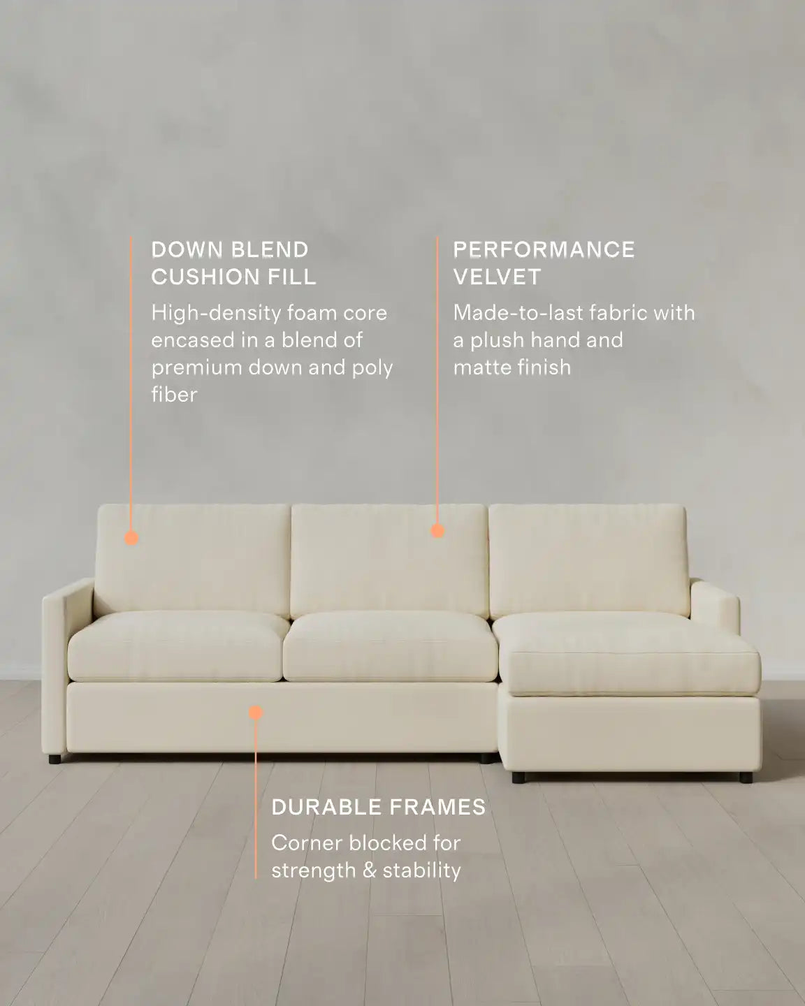 Brennan Chaise Sectional in Performance Velvet