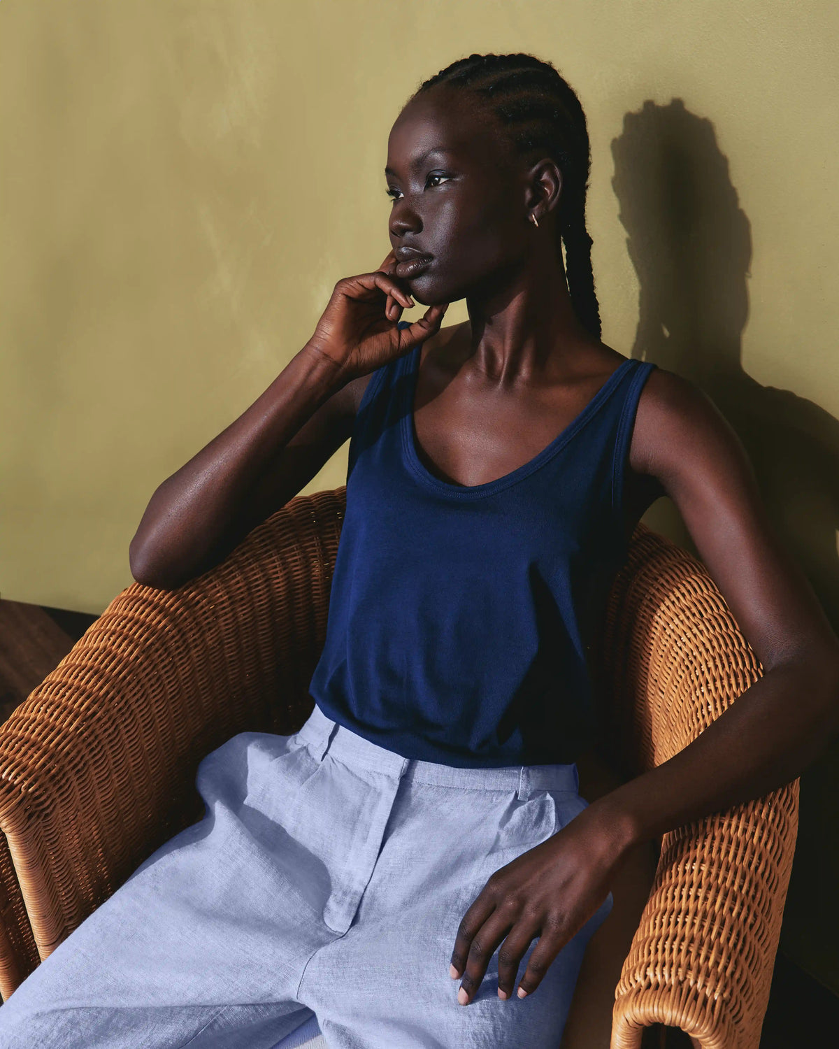 Cotton Modal Double Scoop Neck Tank