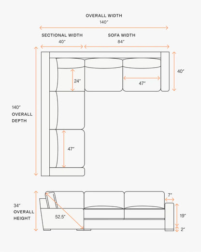 Stillman L Sectional in Leather