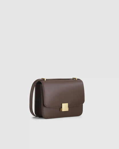 Italian Leather Box Shoulder Bag