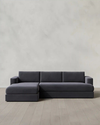 Sierra Curved Arm Chaise Sectional in Performance Velvet