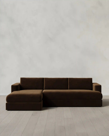 Sierra Curved Arm Chaise Sectional in Performance Velvet