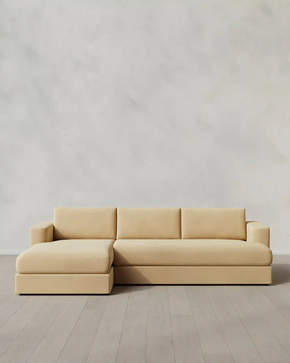 Sierra Curved Arm Chaise Sectional in Performance Velvet