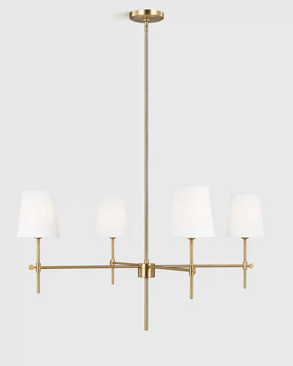 Linear Steel Chandelier with Linen Shades