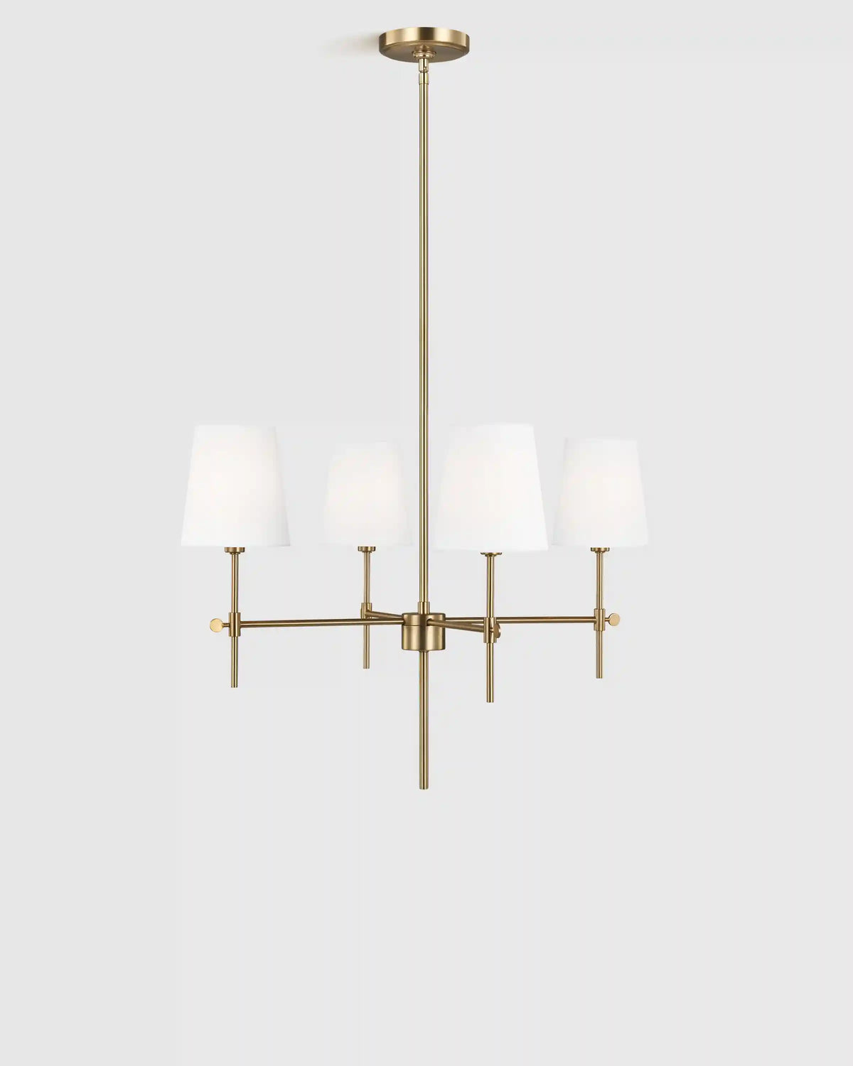 Linear Steel Chandelier with Linen Shades