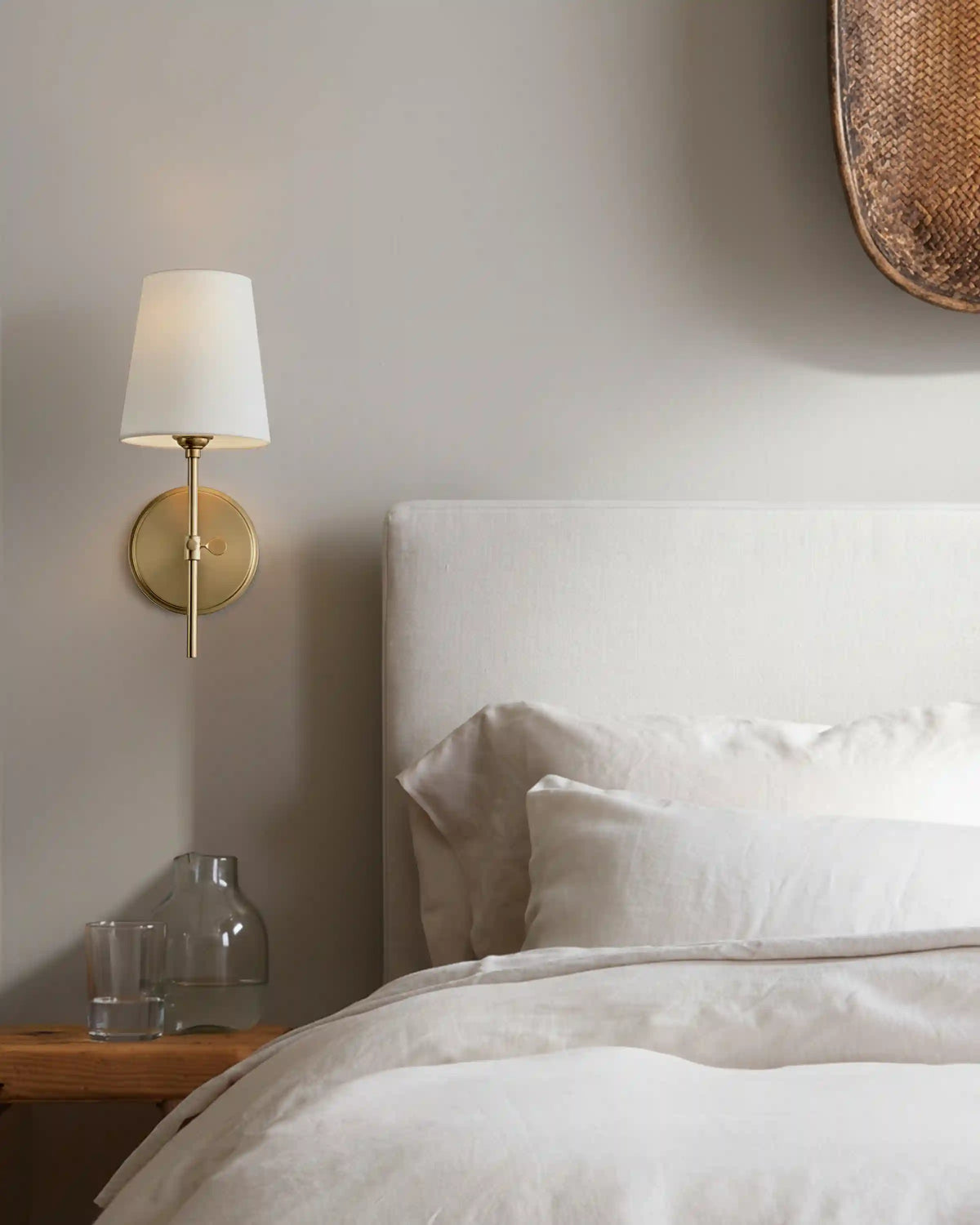 Linear Steel Sconce with Linen Shade