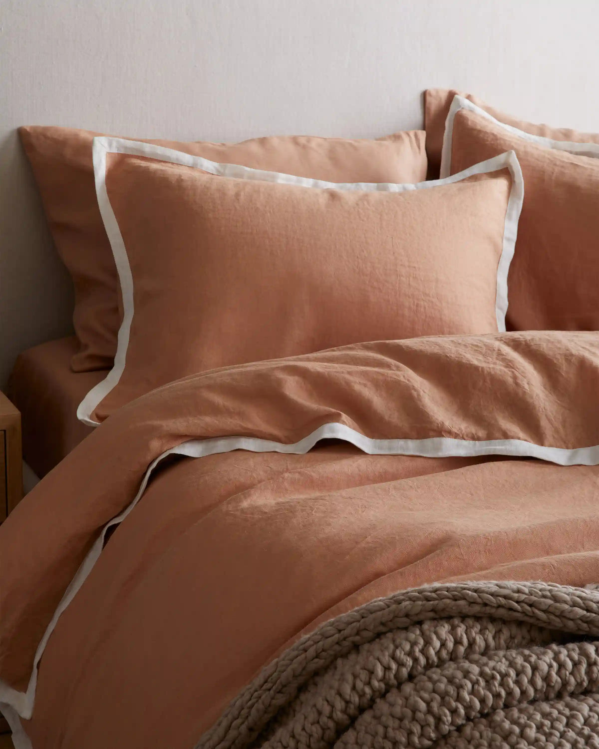 European Linen Contrast Flange Duvet Cover Set