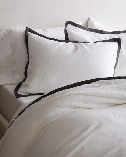 European Linen Contrast Flange Sham Set