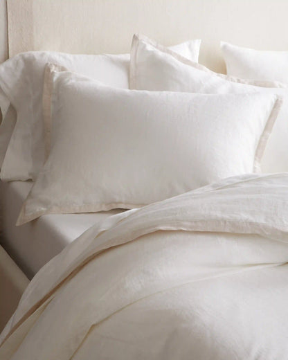 European Linen Contrast Flange Sham Set