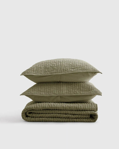 European Linen Cotton Stitch Quilt Set