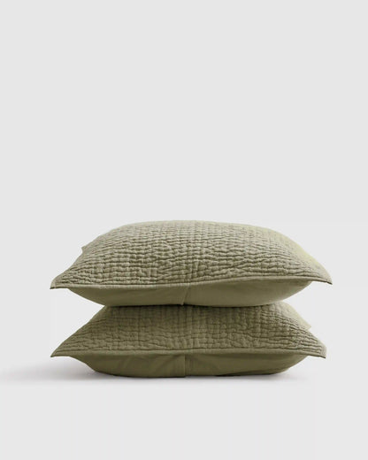 European Linen Cotton Stitch Sham Set