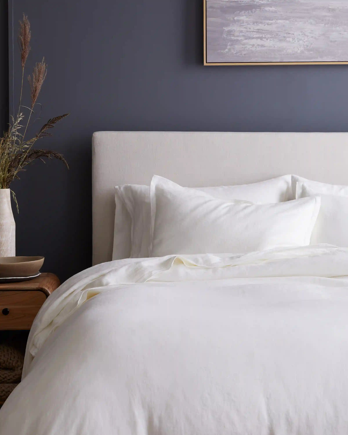 European Linen Double Embroidered Edge Duvet Cover