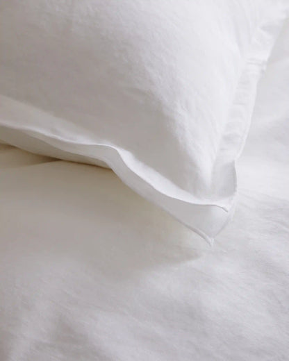 European Linen Double Embroidered Edge Duvet Cover Set