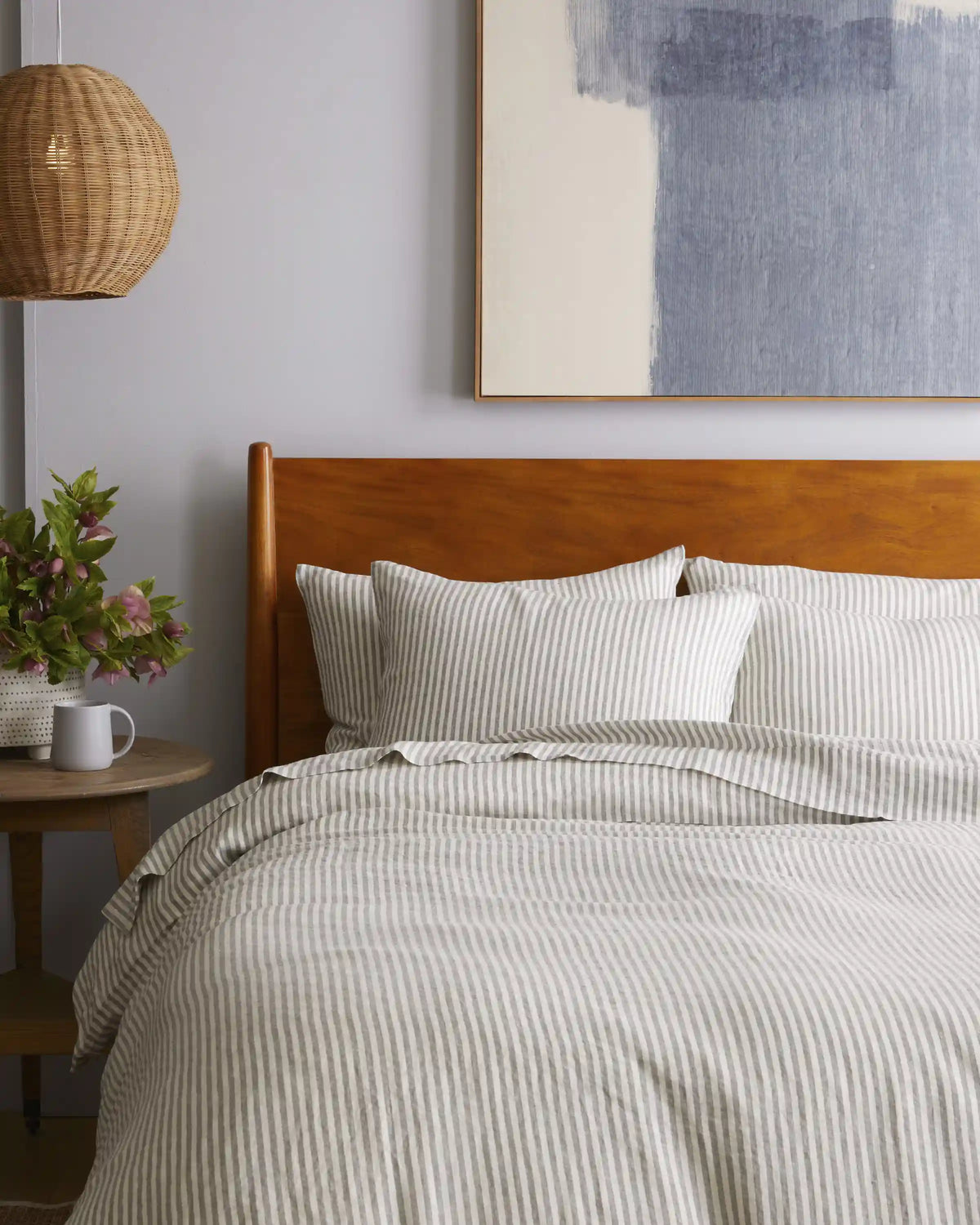 European Linen Stripe Deluxe Bedding Bundle