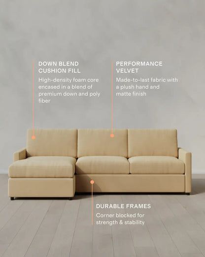 Brennan Chaise Sectional in Performance Velvet
