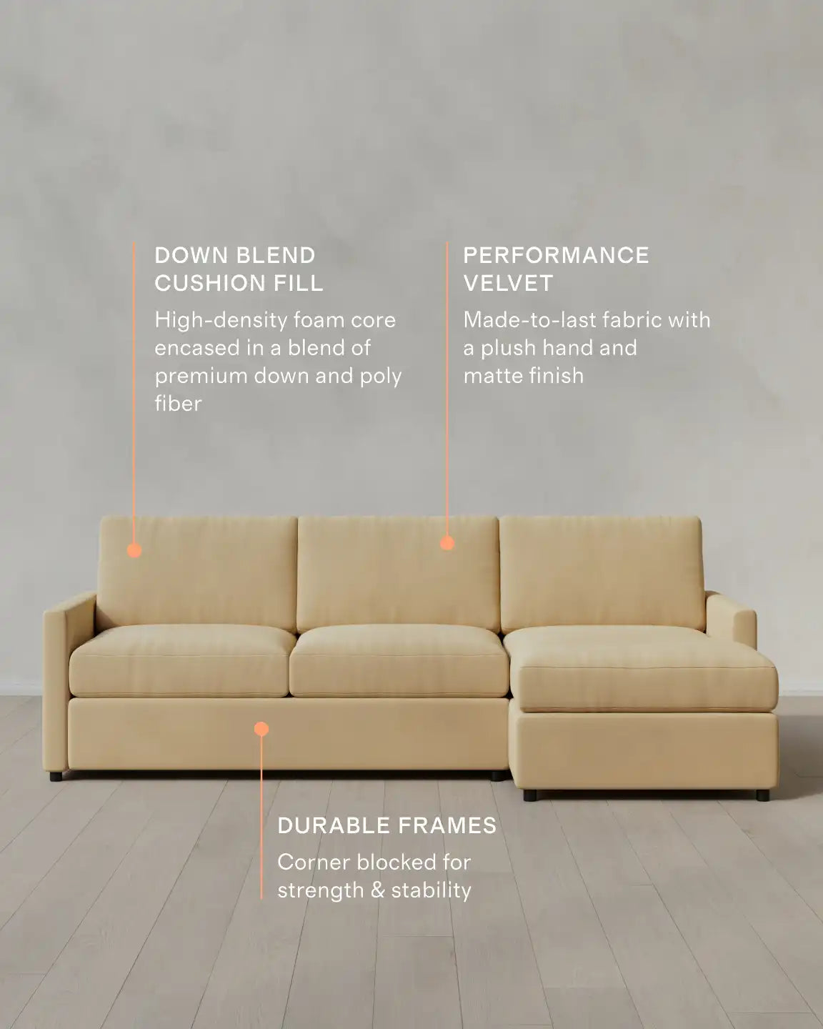 Brennan Chaise Sectional in Performance Velvet