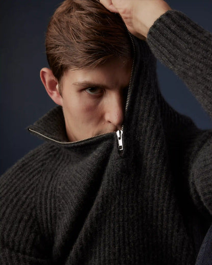 Mongolian Spring Cashmere Fisherman Quarter Zip Sweater