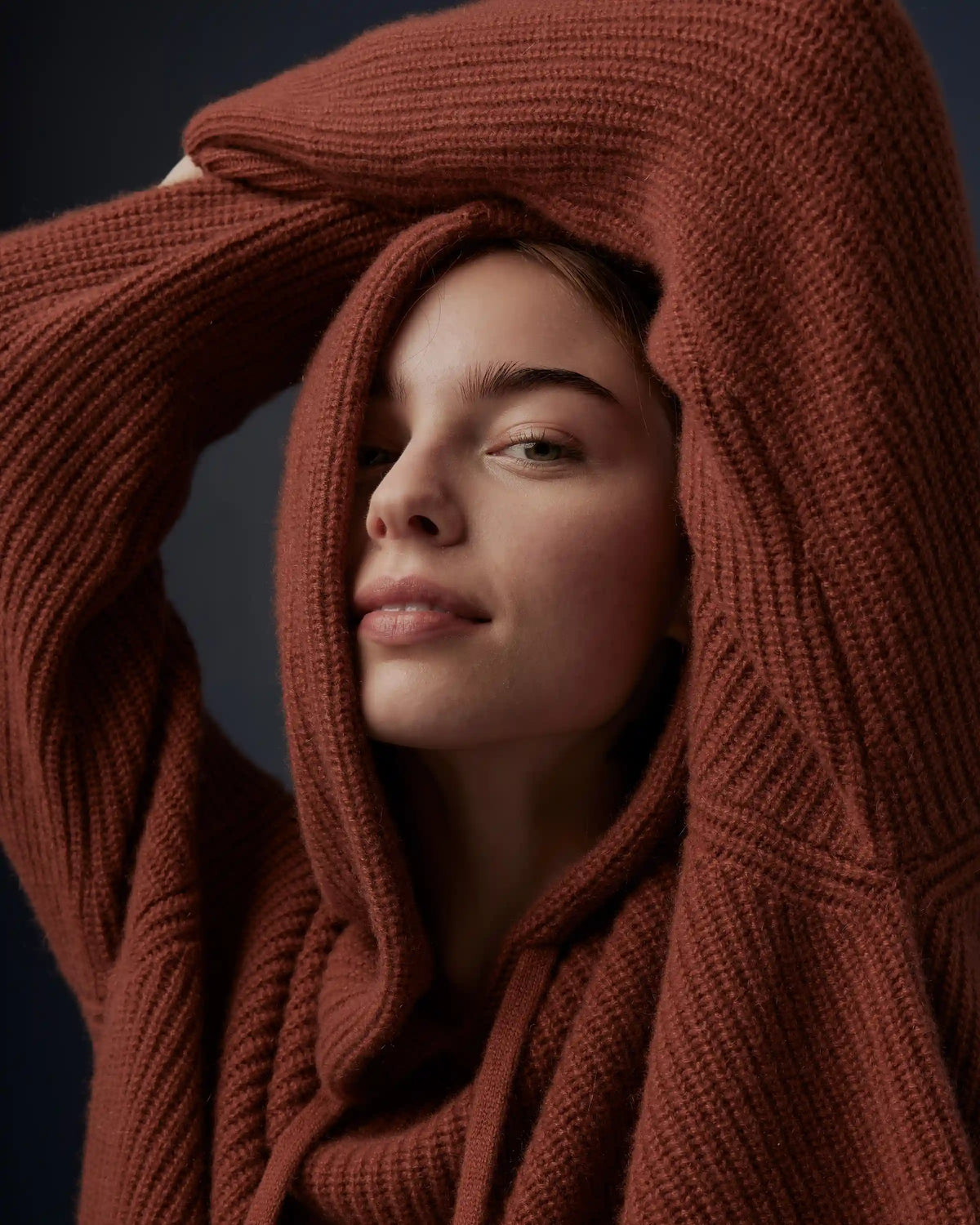 Mongolian Cashmere Fisherman Pullover Hoodie