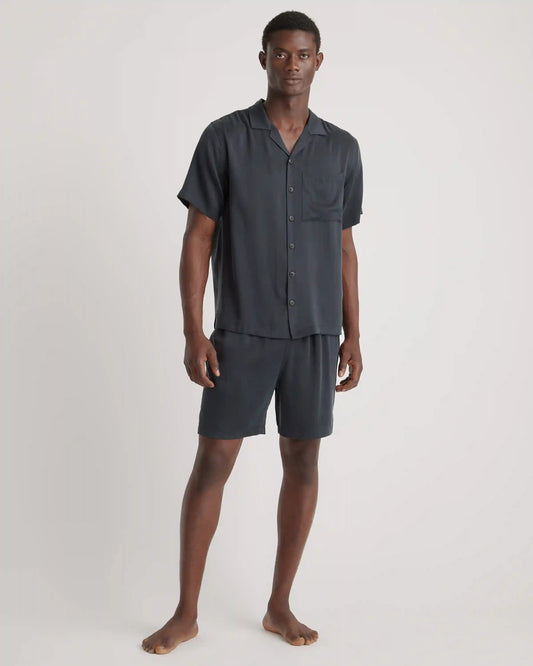 100% Washable Silk Button Down Short Set