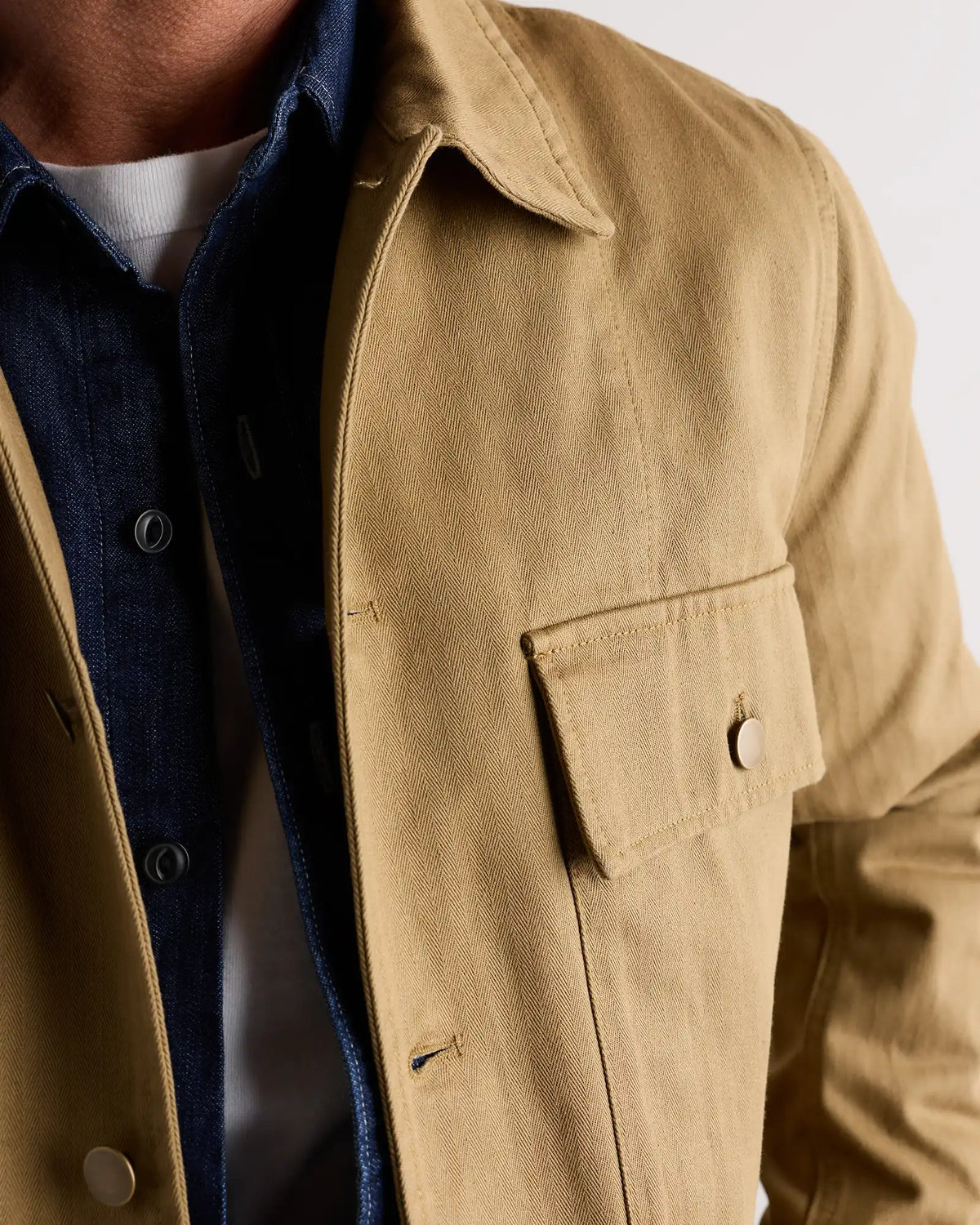 100% Organic Herringbone Twill Shirt Jacket