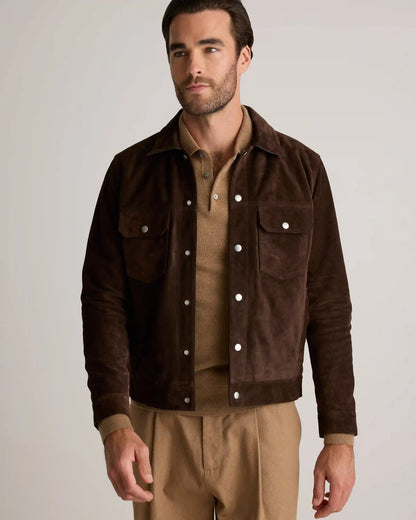 Italian Suede Trucker Jacket