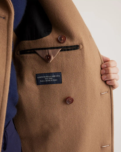 Italian Wool Double-Breasted Officer Topcoat