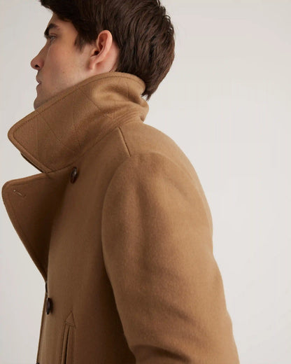 Italian Wool Double-Breasted Officer Topcoat