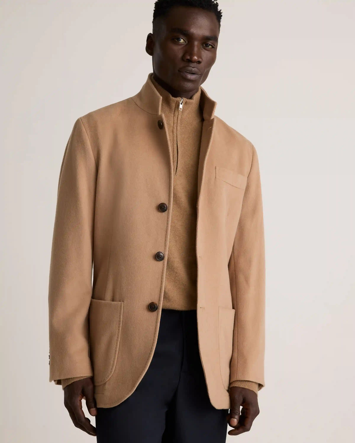 100% Mongolian Cashmere Stand Collar Blazer