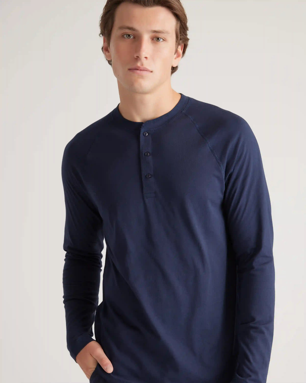 Cotton Modal Long Sleeve Henley Tee