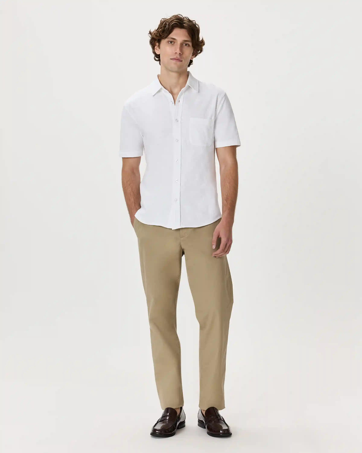 100% Organic Cotton Slub Short Sleeve Button Up Shirt