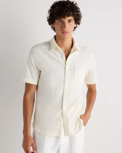 100% Organic Cotton Slub Short Sleeve Button Up Shirt