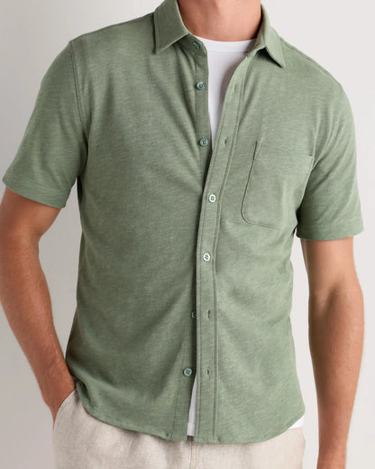 100% Organic Cotton Slub Short Sleeve Button Up Shirt