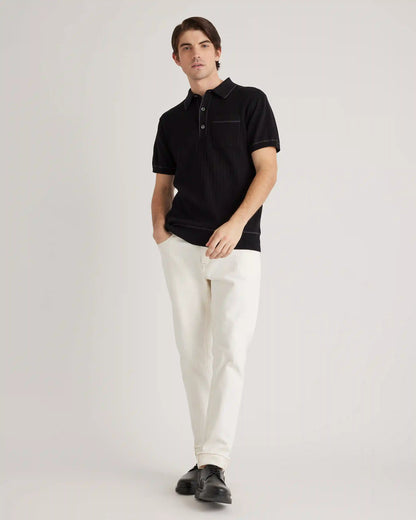 Organic Cotton-Silk Tipped Polo Sweater