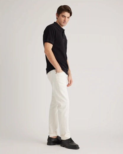 Organic Cotton-Silk Tipped Polo Sweater
