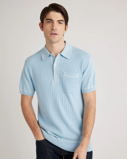 Organic Cotton-Silk Tipped Polo Sweater