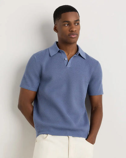 100% Organic Cotton Mesh-Stitch Sweater Polo