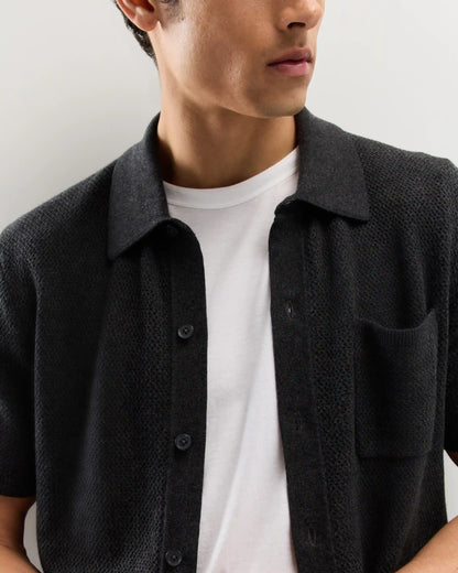 100% Organic Cotton Mesh-Stitch Button-Up Sweater Polo