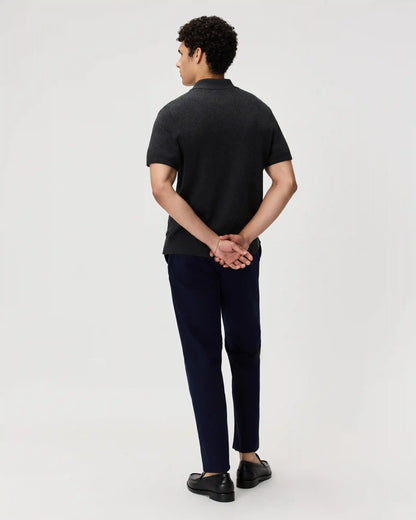 100% Organic Cotton Mesh-Stitch Button-Up Sweater Polo