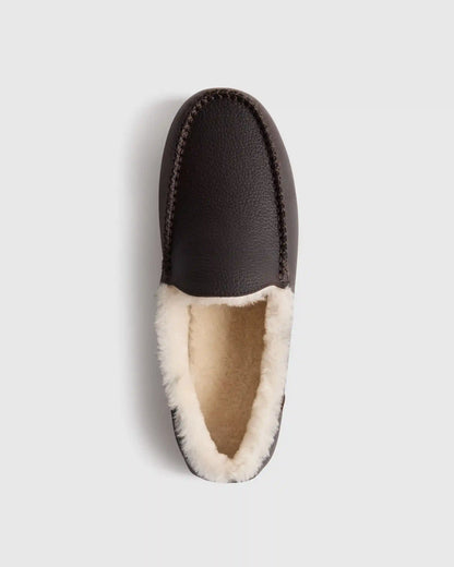 Italian Leather Handstitched Moccasin Slipper