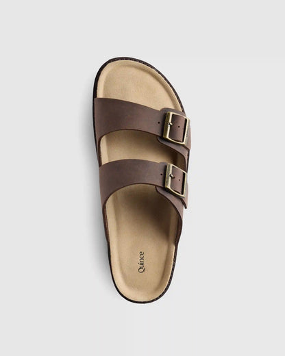 Nubuck Leather Double Buckle Slide