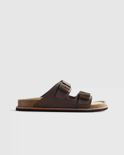 Nubuck Leather Double Buckle Slide