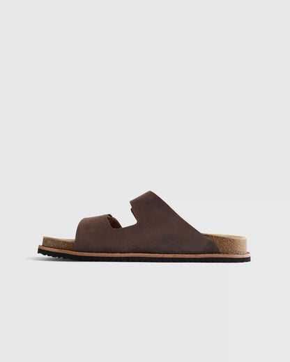 Nubuck Leather Double Buckle Slide