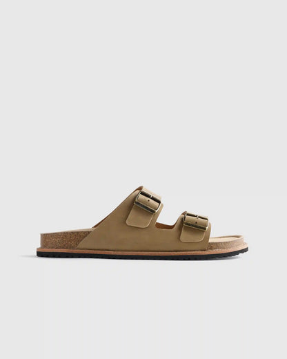 Nubuck Leather Double Buckle Slide