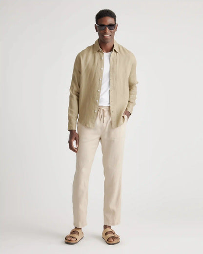 100% European Linen Drawstring Beach Pants